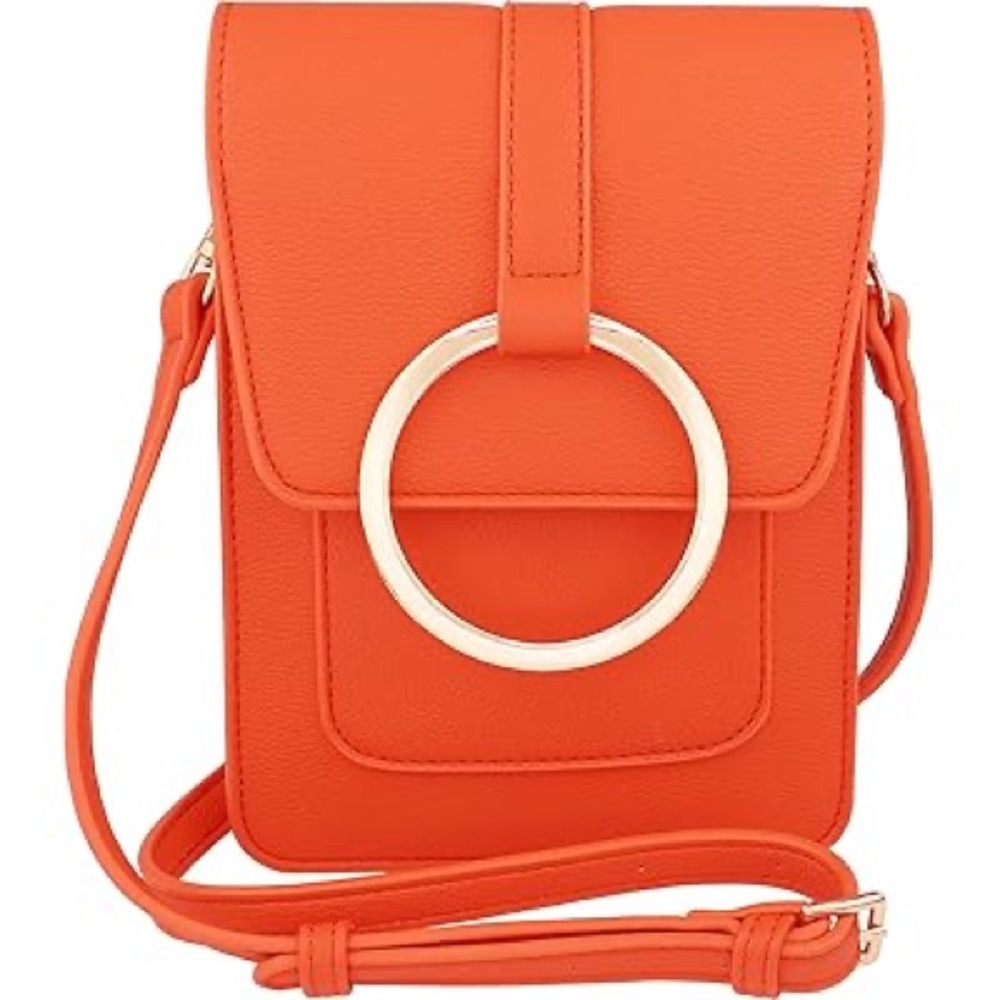 NWT Sleek Orange Crossbody with Gold Ring Accent